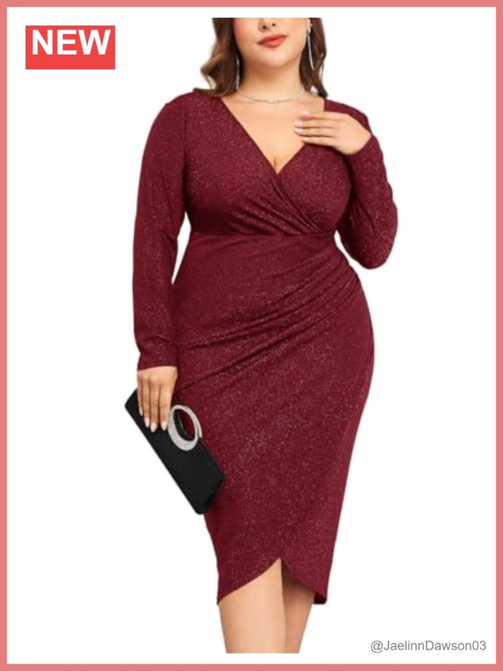 Plus Size Glitter Sequin Ruched Bodycon Midi Dress Long Sleeve Cocktail Party